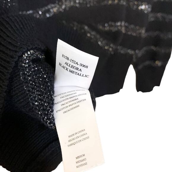 Rails NEW Allegra Cashmere Cotton Metallic Stripe Sweater Black Silver Medium - Picture 8 of 13